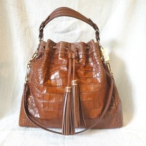 Large Coach brown crocodile leather handbag